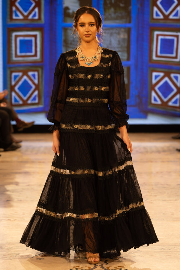 Rochie tule brodat si dantela S6